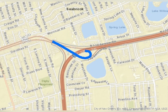 Orleans Parish I-10 Eastbound Lane and Ramp Closures Announced for Guardrail Repairs