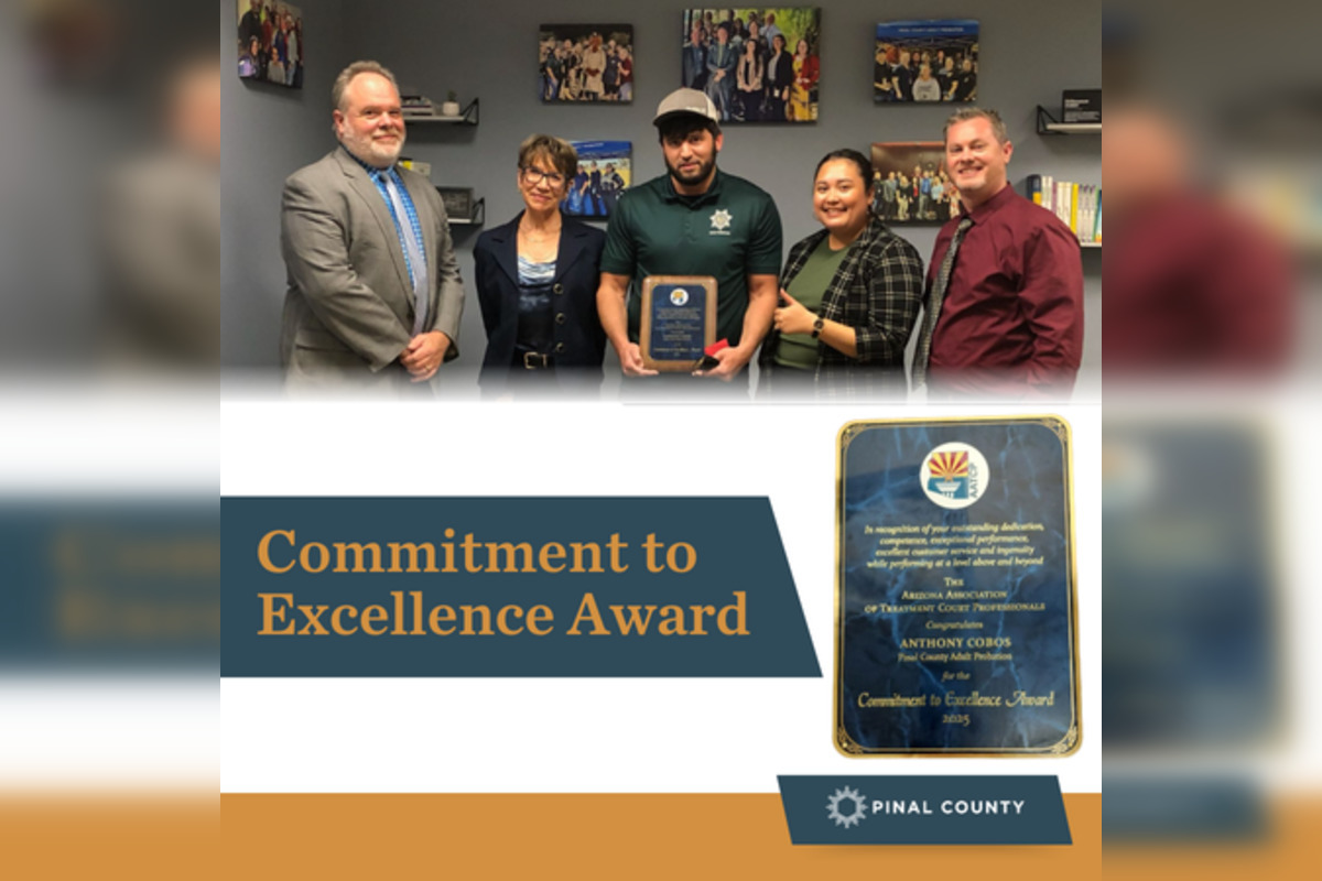 Pinal County Probation Officer Anthony Cobos Honored with Commitment to Excellence Award by State Association