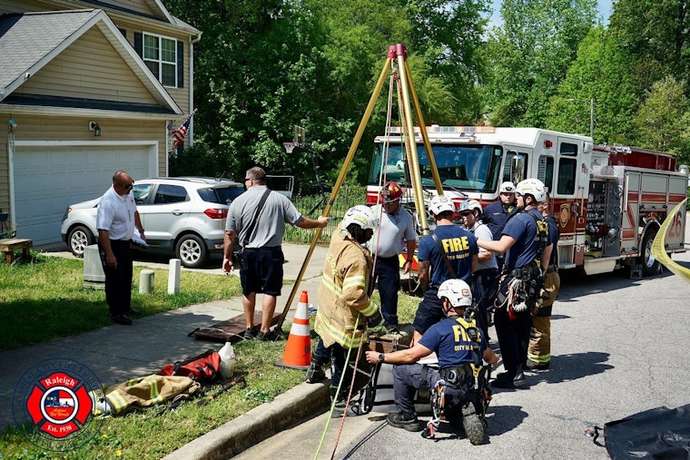 Raleigh Firefighters and Animal Control Reunite Dog with Owner Following Storm Drain Rescue on Laurel Glen Drive
