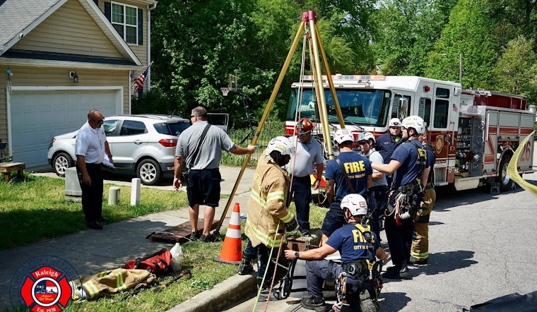 Raleigh Firefighters and Animal Control Reunite Dog with Owner Following Storm Drain Rescue on Laurel Glen Drive