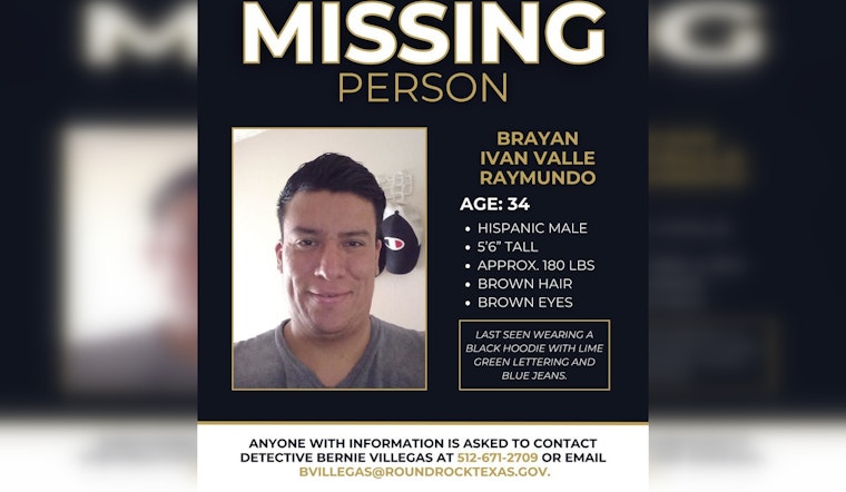 Round Rock Police Intensify Search for Missing Man, Brayan Ivan Valle Raymundo