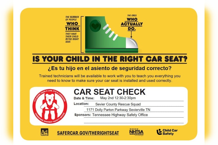 Sevierville Police to Host Free Child Car Safety Seat Check Event in Collaboration with Tennessee Highway Safety Office