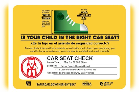 Sevierville Police to Host Free Child Car Safety Seat Check Event in Collaboration with Tennessee Highway Safety Office