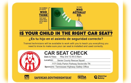 Sevierville Police to Host Free Child Car Safety Seat Check Event in Collaboration with Tennessee Highway Safety Office