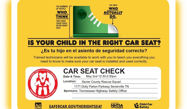 Sevierville Police to Host Free Child Car Safety Seat Check Event in Collaboration with Tennessee Highway Safety Office