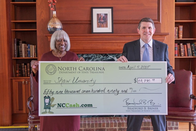 Shaw University Receives $59,790 in Unclaimed Property from North Carolina's Treasurer