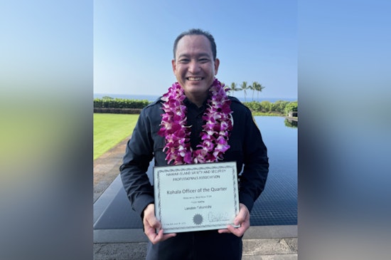 South Kohala Officer Landon Takenishi Honored as "Officer of the Quarter" for Solving Waikoloa Theft Series