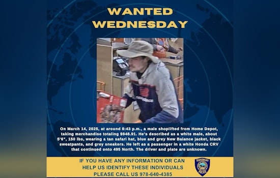 Tewksbury Police Seek Public's Help to Identify Suspect in Home Depot Shoplifting Case
