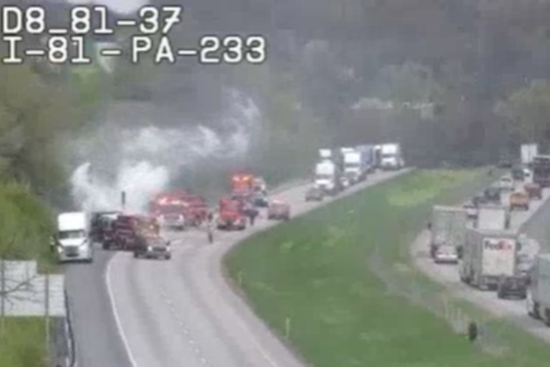 Tractor-Trailer Fire Leads to Temporary Closure of I-81 Southbound in Cumberland County