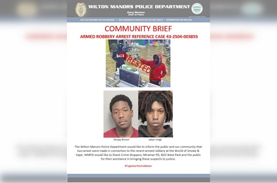 Two Suspects Arrested Following Armed Robbery at Wilton Manors Smoke Shop