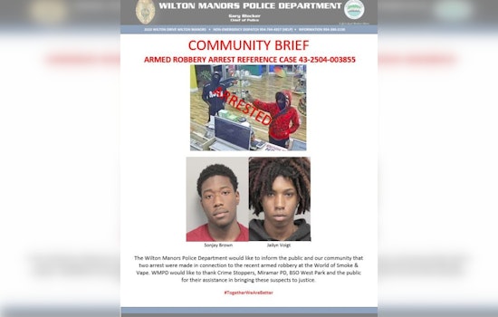 Two Suspects Arrested Following Armed Robbery at Wilton Manors Smoke Shop
