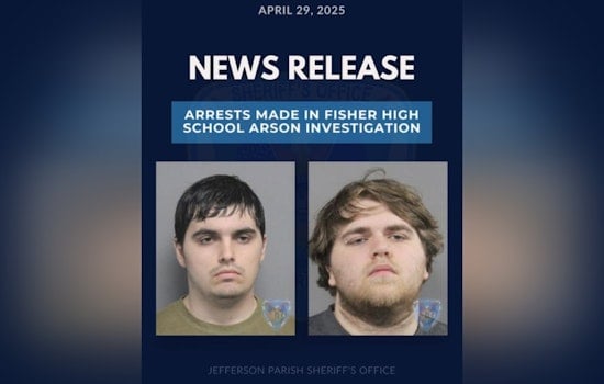 Two Suspects Arrested for Burglary and Arson at Fisher High School in Jefferson Parish