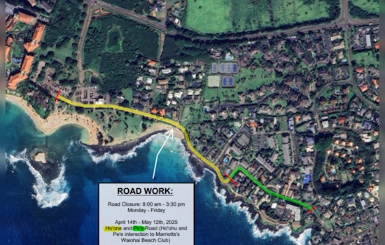 Upcoming Partial Closure of Ho‘one Road in Kaua‘i for Resurfacing Work from April 14 to May 12