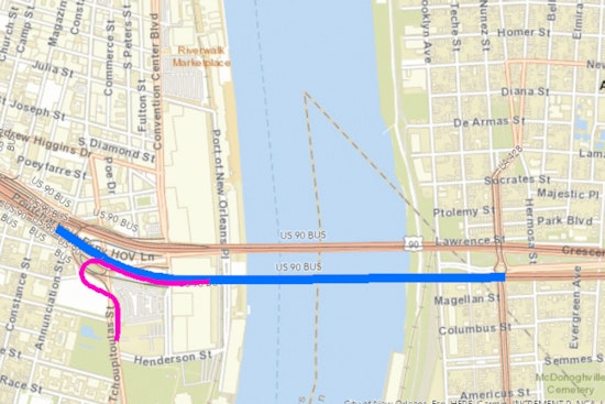 Upcoming Roadwork on Westbound US 90 BUS with Lane and Ramp Closures in New Orleans