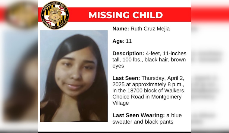 Urgent Public Search Underway for Missing 11-Year-Old Ruth Cruz Mejia in Montgomery Village