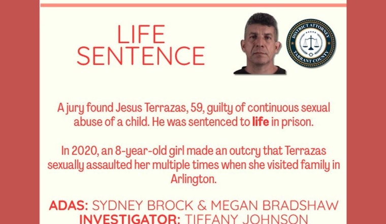 Arlington Man Receives Life Sentence for Continuous Child Sexual Abuse, Tarrant County DA Lauds Police Work