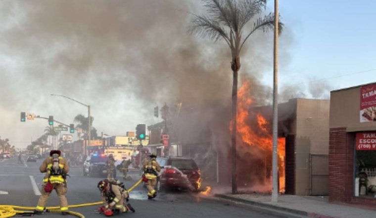 Blaze Ravages Escondido Vape Shop, Police Technician Injured by DUI Suspect Amidst Chaos