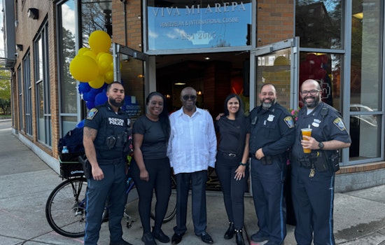Boston Police Foster Community Ties at Grand Opening of Viva Mi Arepa in Jamaica Plain