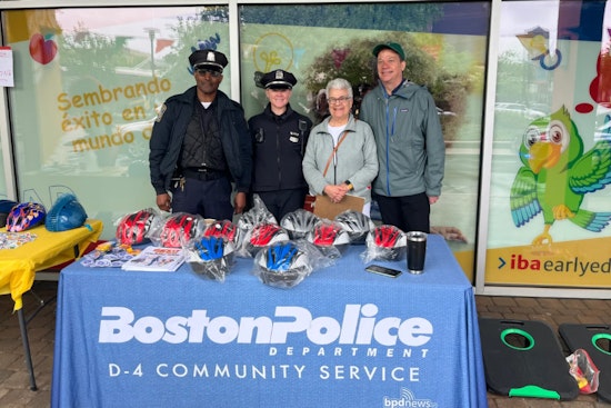 Boston's District D-4 Police Host 'Bikes Not Fights' Helmet Giveaway to Foster Community Bonds in South End