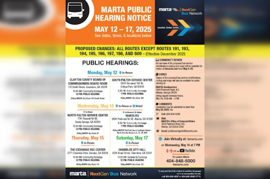 Clayton County Residents Invited to Influence Future Bus Routes at MARTA Public Hearing on May 12