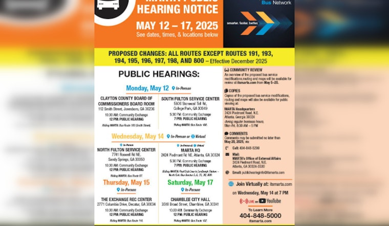 Clayton County Residents Invited to Influence Future Bus Routes at MARTA Public Hearing on May 12