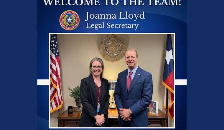 Collin County DA's Office Welcomes Joanna Lloyd as New Legal Secretary, Enhancing Team's Communication and Organizational Prowess