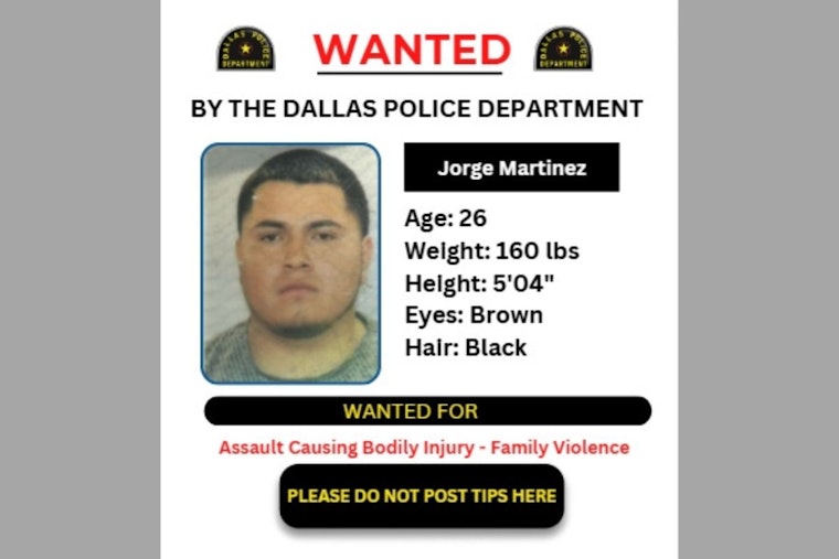 Dallas Police Seek Public's Help to Locate Suspect Jorge Martinez, Offers Reward through Crime Stoppers