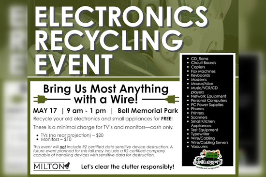 Declutter Electronics Sustainably, Milton Hosts Recycling Event with The Junkluggers