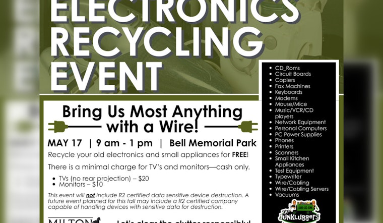 Declutter Electronics Sustainably, Milton Hosts Recycling Event with The Junkluggers