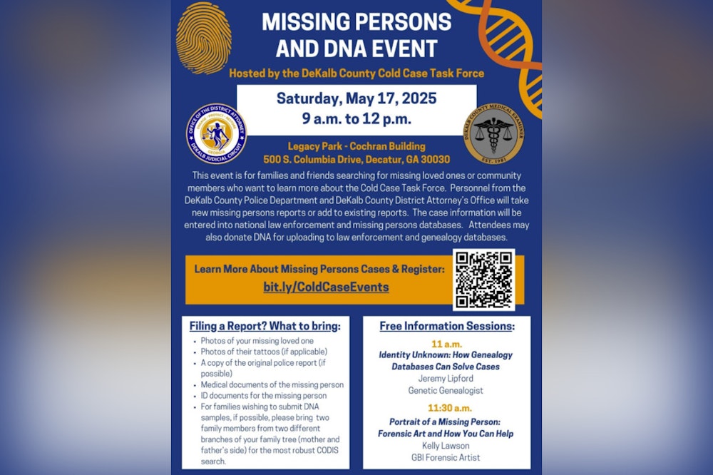 DeKalb County to Host Missing Persons & DNA Event in Decatur, Aiding Families in Search of Lost Loved Ones