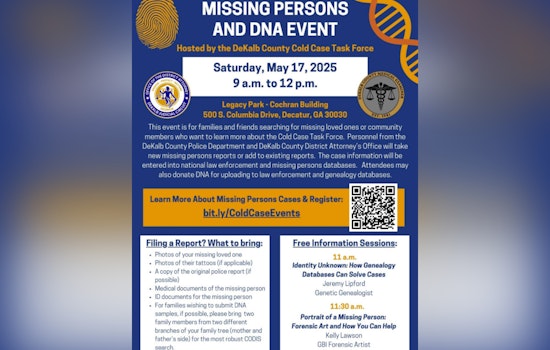 DeKalb County to Host Missing Persons & DNA Event in Decatur, Aiding Families in Search of Lost Loved Ones
