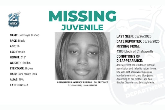 Detroit Police Seek Public's Help in Finding Missing 16-Year-Old Jonviayre Bishop