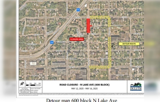 Duluth's North Lake Avenue Closure Begins May 12 for Lead Water Service Replacement Project