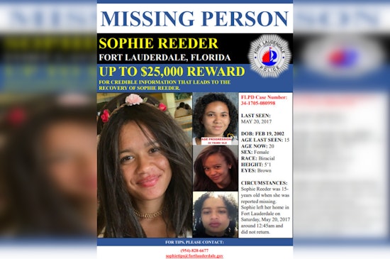 Fort Lauderdale Police Reiterate $25K Reward for Information on Sophie Reeder's Disappearance