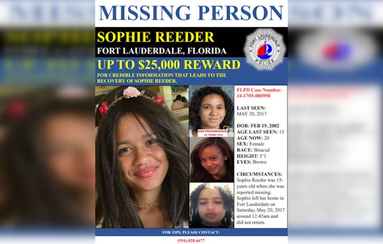 Fort Lauderdale Police Reiterate $25K Reward for Information on Sophie Reeder's Disappearance