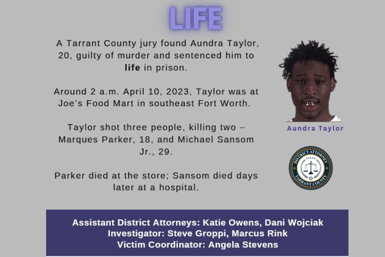 Fort Worth Man Sentenced to Life for Double Homicide in Southeast Gang-Related Shooting