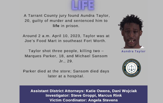 Fort Worth Man Sentenced to Life for Double Homicide in Southeast Gang-Related Shooting