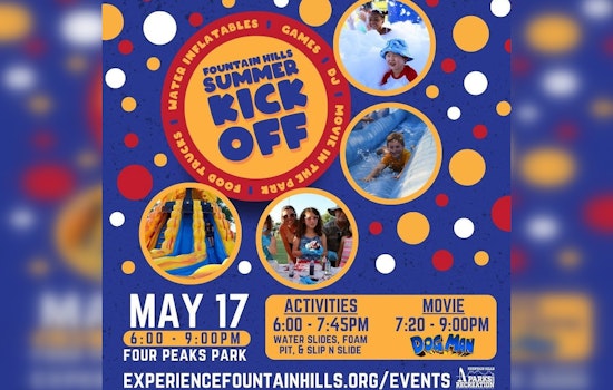 Four Peaks Park in Fountain Hills Set for Splashing Summer Kick-Off Event This Saturday with Water Fun and Outdoor Movie