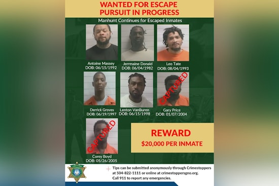 Fugitive Corey Boyd Captured by Louisiana State Police, Orleans Parish Sheriff's Office Seeks Public's Help for Remaining Suspects