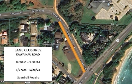 Guardrail Repairs to Impact Kawaihau Road Traffic in Kauai on May 27-28