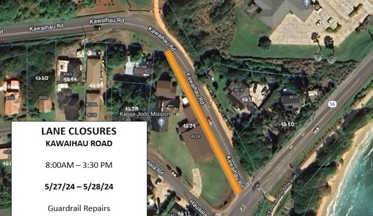 Guardrail Repairs to Impact Kawaihau Road Traffic in Kauai on May 27-28