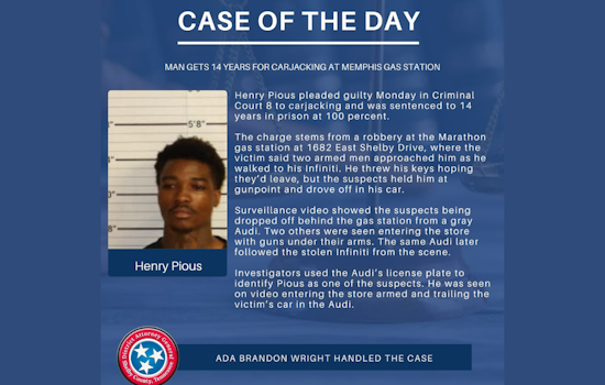 Henry Pious Receives 14-Year Sentence for Guilty Plea in Shelby County Carjacking Case