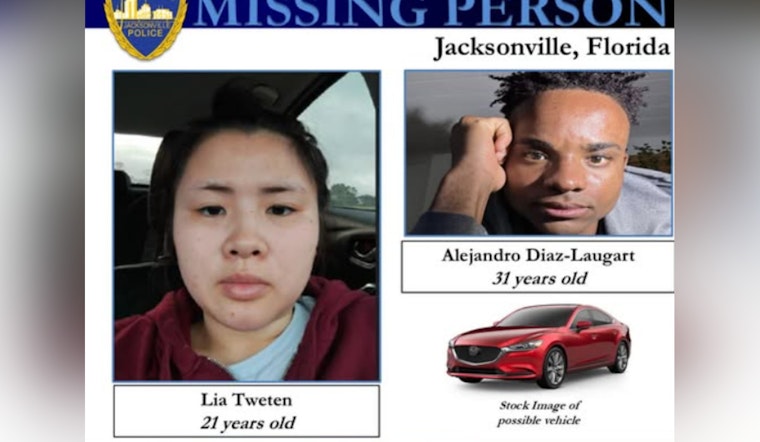 Jacksonville Community Alert as 21-Year-Old Lia Tweten Reported Missing with Companion Alejandro Diaz-Laugart