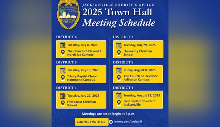 Jacksonville Sheriff's Office to Host District-Wide Town Hall Meetings for Enhanced Community Engagement