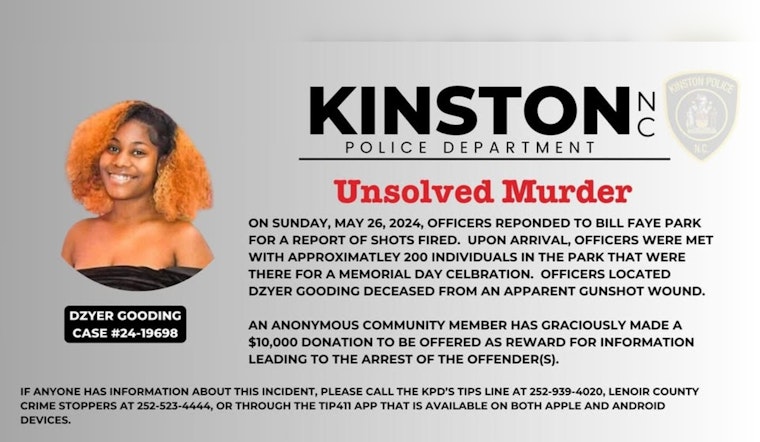 Kinston Police Reiterate Call for Tips on One-Year Anniversary of Dzyer Gooding’s Unsolved Murder