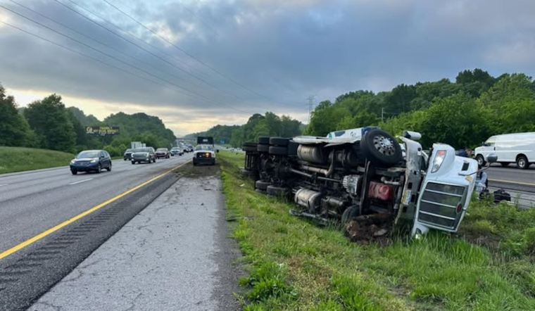 Knoxville Commuters Face Traffic Woes as Tractor-Trailer Overturns on I-40 Near Holston River Bridge