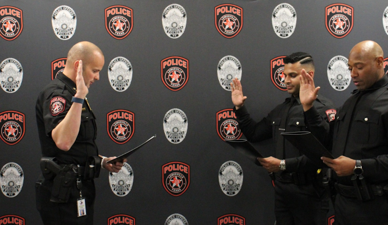 Lewisville Welcomes New Officers Hewage and Duncan to Police Force Amidst Community Cheers