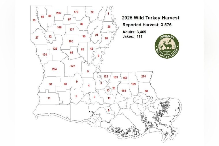 Louisiana Hunters Close to Record with Over 3,500 Turkeys Harvested in 2025 Season