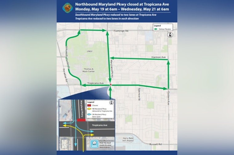 Major Traffic Disruptions Expected on Maryland Parkway as $10.3M Utility Project Begins in Las Vegas