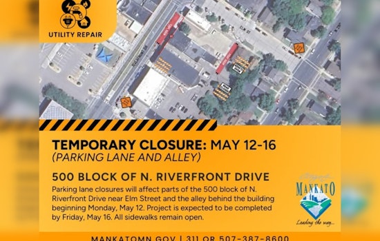 Mankato Gas Line Repair Prompts Route Adjustments on N. Riverfront Drive